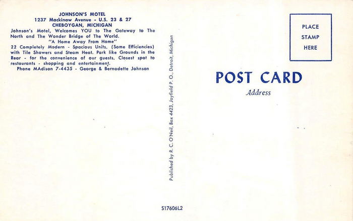 Johnsons Motel - Vintage Postcard (newer photo)